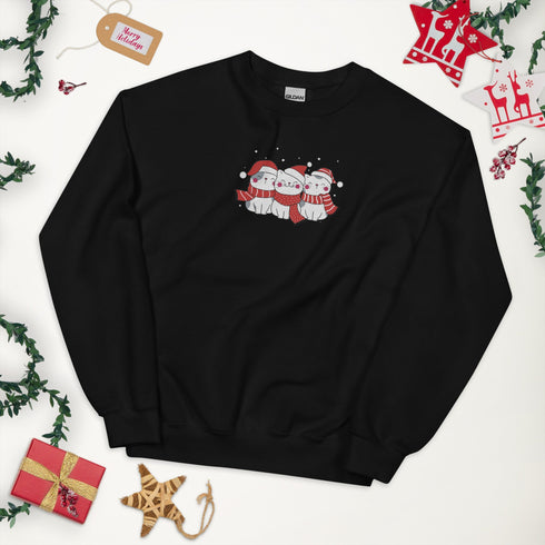 C & Win Sports Embroidered Christmas Cat Sweatshirt - C & Win Sports