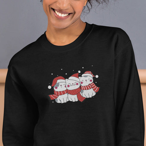 C & Win Sports Embroidered Christmas Cat Sweatshirt - C & Win Sports