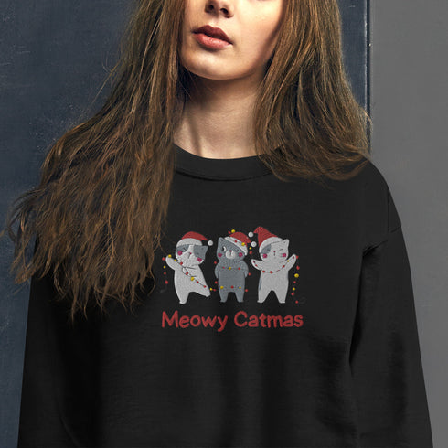 C & Win Sports Meowy Catmas Embroidered Sweatshirt - C & Win Sports