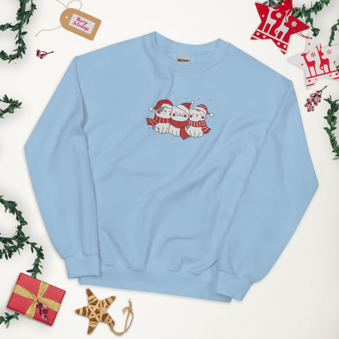 C & Win Sports Embroidered Christmas Cat Sweatshirt - C & Win Sports