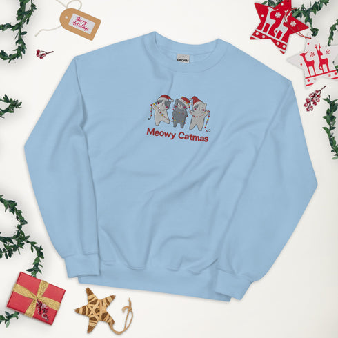 C & Win Sports Meowy Catmas Embroidered Sweatshirt - C & Win Sports