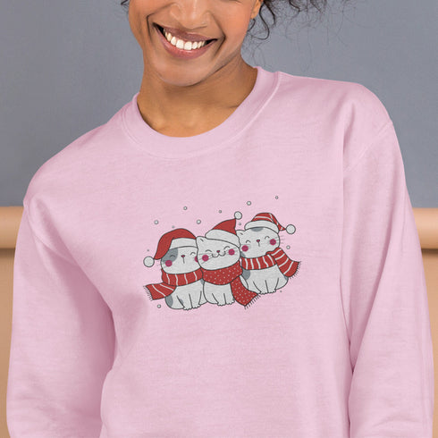 C & Win Sports Embroidered Christmas Cat Sweatshirt - C & Win Sports