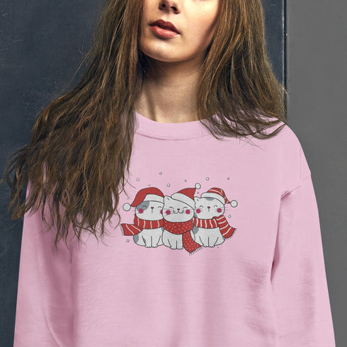 C & Win Sports Embroidered Christmas Cat Sweatshirt - C & Win Sports