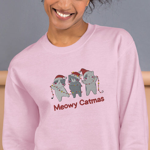 C & Win Sports Meowy Catmas Embroidered Sweatshirt - C & Win Sports