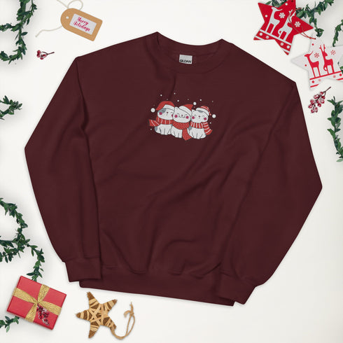 C & Win Sports Embroidered Christmas Cat Sweatshirt - C & Win Sports
