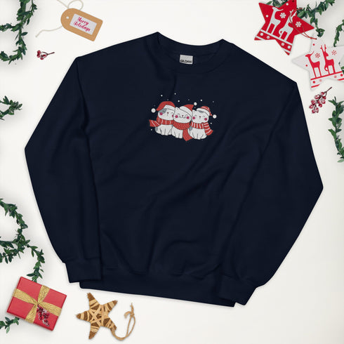 C & Win Sports Embroidered Christmas Cat Sweatshirt - C & Win Sports
