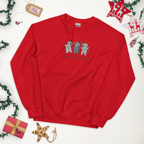 C & Win Sports Meowy Catmas Embroidered Sweatshirt - C & Win Sports