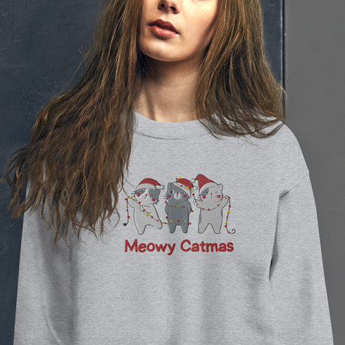 C & Win Sports Meowy Catmas Embroidered Sweatshirt - C & Win Sports