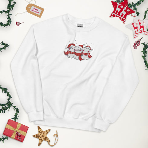 C & Win Sports Embroidered Christmas Cat Sweatshirt - C & Win Sports