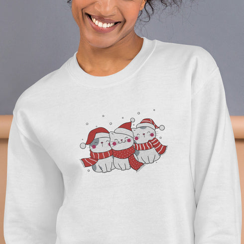 C & Win Sports Embroidered Christmas Cat Sweatshirt - C & Win Sports