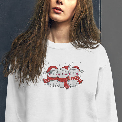 C & Win Sports Embroidered Christmas Cat Sweatshirt - C & Win Sports