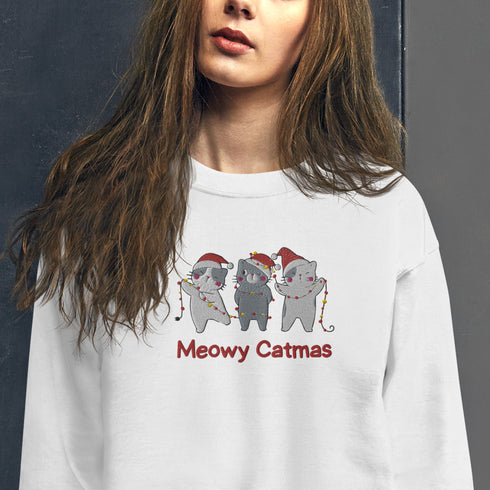 C & Win Sports Meowy Catmas Embroidered Sweatshirt - C & Win Sports