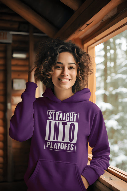 Introducing the game-changing, ice-shattering, laugh-inducing "Straight Into Playoffs" Hockey Hoodie! Designed for the hockey fanatic who believes in skipping the regular season drama and diving headfirst into the heart-stopping action of the playoffs.