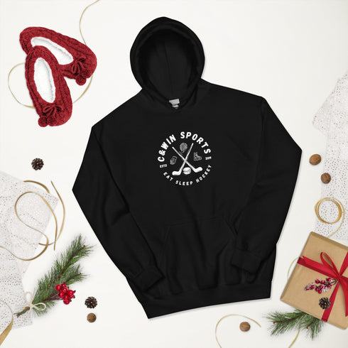 C & Win Sports Eat Sleep Hockey Sticks Hoodie - C & Win Sports