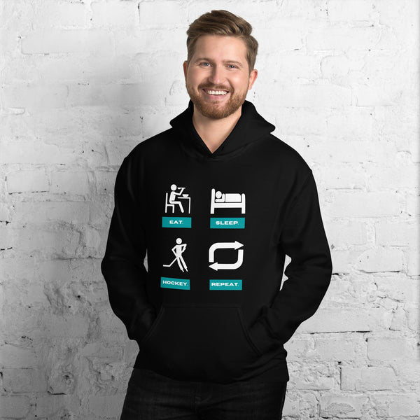 C & Win Sports Eat. Sleep. Hockey. Hoodie Black / S - C & Win Sports