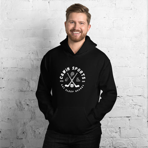 C & Win Sports Eat Sleep Hockey Sticks Hoodie Black / S - C & Win Sports