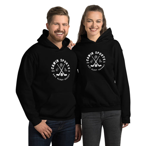 C & Win Sports Eat Sleep Hockey Sticks Hoodie - C & Win Sports