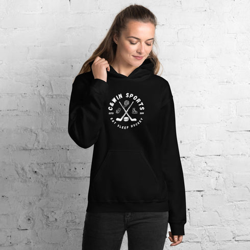 C & Win Sports Eat Sleep Hockey Sticks Hoodie - C & Win Sports