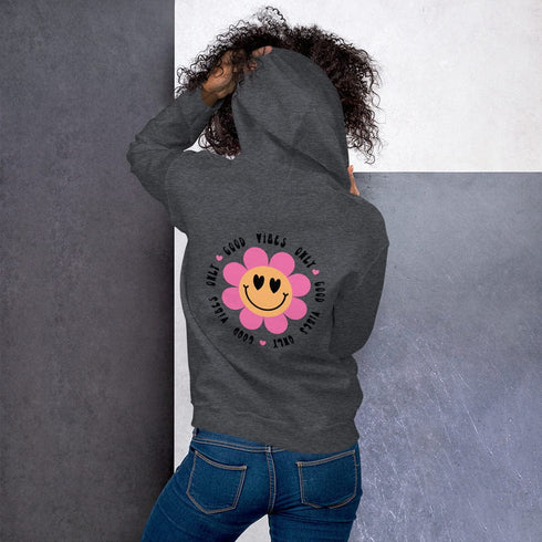 C & Win Sports GOOD VIBES ONLY Unisex Hoodie Dark Heather / S - C & Win Sports