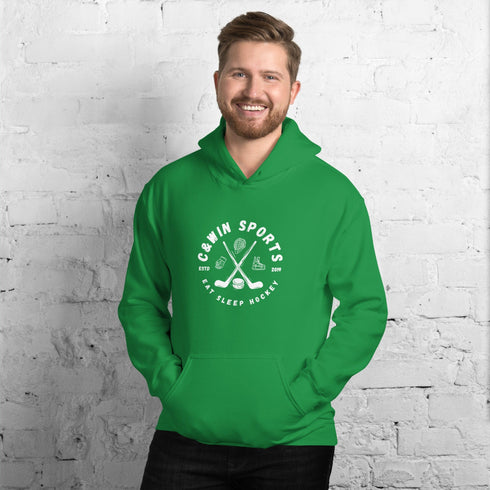 C & Win Sports Eat Sleep Hockey Sticks Hoodie Irish Green / S - C & Win Sports