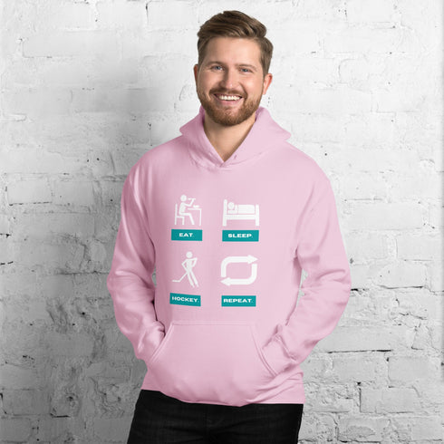 C & Win Sports Eat. Sleep. Hockey. Hoodie Light Pink / S - C & Win Sports