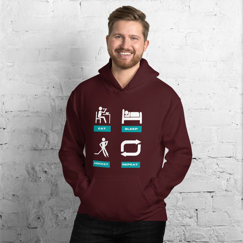 C & Win Sports Eat. Sleep. Hockey. Hoodie Maroon / S - C & Win Sports
