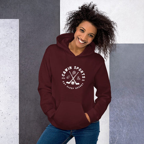 C & Win Sports Eat Sleep Hockey Sticks Hoodie - C & Win Sports