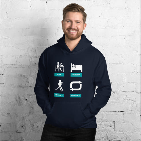 C & Win Sports Eat. Sleep. Hockey. Hoodie Navy / S - C & Win Sports
