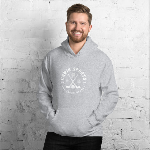 C & Win Sports Eat Sleep Hockey Sticks Hoodie Sport Grey / S - C & Win Sports