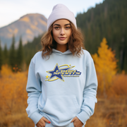 Our trendy Shooting Star graphic hoodie proudly displays the words "Winnipeg, Manitoba Canada" on the front, making it the perfect way to show off your love for Canada while staying cozy and warm.