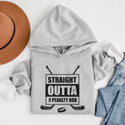 Introducing the ultimate hockey player gift - the Straight Outta The Penalty Box hockey hoodie! You'll be the coolest kid on the rink with this hilarious and stylish hoodie. Whether you're a hockey player or just a fan of the game, this funny hockey hoodie is the perfect addition to your wardrobe.