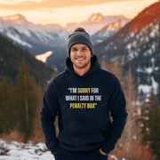 Introducing the perfect gift for any hockey player or fan: the "I'm Sorry For What I Said In The Penalty Box" hoodie! This gender-neutral, cozy hoodie is made for those who are passionate about Canadian hockey, but also have a sense of humor about their on-ice behavior. 