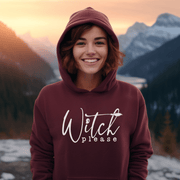 This gender neutral hoodie is sure to make you the talk of the town. The "Witch Please" message emblazoned on the front, accompanied by a witches broom, is perfect for those who want to show off their witchy side in style.