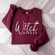 This gender neutral sweatshirt is sure to make you the talk of the town. The "Witch Please" message emblazoned on the front, accompanied by a witches broom, is perfect for those who want to show off their witchy side in style.