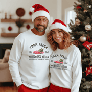 Introducing the perfect hoodie for the holiday season: our gender-neutral, ultra-cozy hoodie featuring a vintage farm truck loaded up with fresh Christmas trees.
