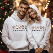 Introducing the ultimate Christmas hoodie that will make you the envy of your friends (no pun intended!) Featuring adorable retro Christmas cartoon characters and the iconic word "FRIENDS" from the hit TV show, this sweater is the perfect addition to your holiday wardrobe.
