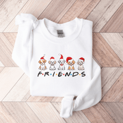 Introducing the perfect sweatshirt for the holiday season - our gender neutral sweatshirt featuring cute Christmas cartoon dogs and the iconic word "FRIENDS" from the hit TV show! 