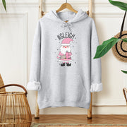 This gender neutral hoodie features a cute Santa holding a Stanley water bottle and sporting a trendy belt bag with the hashtag #SLEIGH. But wait, there's more! This hoodie is not just soft and comfortable, it's also magically warm - perfect for those cold winter nights. 