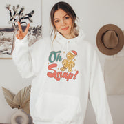This hoodie features a cute cartoon gingerbread man with a broken leg and the hilarious phrase, "Oh Snap!" printed on the front.