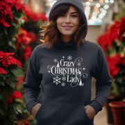 Looking for the perfect hoodie to wear while decking the halls and spreading holiday cheer? Look no further than our Crazy Christmas Lady hoodie!