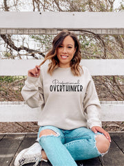 Introducing the gender-neutral sweatshirt designed specifically for the ultimate overthinker - the Professional Overthinker! This sweatshirt is the perfect addition to your wardrobe if your favorite pastime is pondering the meaning of life, or if you're the type to analyze every little detail until you're blue in the face. Made with the softest and coziest materials, this sweatshirt will keep you warm and comfortable as you overthink your way through the day. 