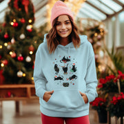 Introducing the purrfect cozy sweater for the festive season- our gender neutral black cat hoodie! This sweater is sure to bring a smile to your face with its adorable design featuring black cats doing funny Christmas things. 
