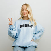 Looking for the perfect sweatshirt to wear while curled up on the couch with a good book or binge-watching your favorite show? Look no further than the Indoorsy sweatshirt! This gender-neutral garment is designed for all the homebodies, introverts, and antisocial butterflies out there who would rather stay in than go out.