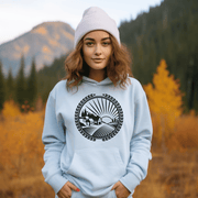 This gender-neutral hoodie features a stunning Manitoba farmers field graphic with a breathtaking sunset, which captures the essence of the province's beauty. 