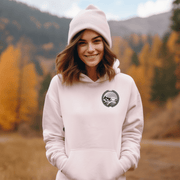 The Prairie Harvest hoodie features a stunning graphic of a farmers field with a breathtaking sunset in the background.