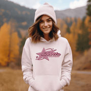 Introducing the perfect addition to your wardrobe - the trendy gender-neutral hoodie with a shooting star graphic and the words "Winnipeg, Manitoba Canada". 