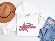 Introducing the perfect addition to your wardrobe - the trendy gender-neutral hoodie with a shooting star graphic and the words "Winnipeg, Manitoba Canada". 