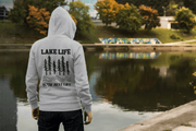 Introducing our gender-neutral hoodie featuring a beautiful nature graphic and the saying "Lake Life Is The Best Life".