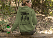 Introducing our gender-neutral hoodie featuring a beautiful nature graphic and the saying "Lake Life Is The Best Life".