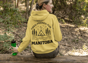 Introducing the perfect hoodie for all your outdoor adventures - The Manitoba-Fires, Friends, Fun Hoodie! This ultra-comfy hoodie features a unique camping theme on the back that is sure to inspire you to explore the great outdoors. 